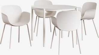 Sklum Sklum - Set De Mesa Redonda En Aluminio (&oslash;110 Cm) Elton Y 4 Sillas De Jard&iacute;n Lynette
