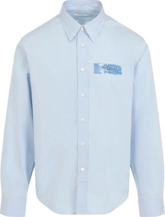 Givenchy Shirt - Heren - Casual Overhemden - Blauw - XL - Katoen - Overhemden