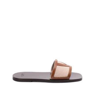 Valentino Garavani Schoenen, Dames, Bruin, 38 1/2 EU, Beige VLogo Signature Sandalen Slip-On Stijl
