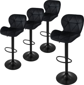 ML Design Ml-design - Juego De 4x Taburetes De Bar Tapizados En Piel Sint&eacute;tica Pu Negro Sillas Con Respaldo Ergon&oacute;mico Y Reposapi&eacute;s Asiento C&oacute;modo De Mostrador 