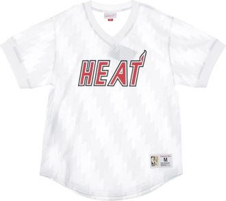 Mitchell & Ness NBA Wordmark Mesh V-Neck Shirt - Heren - Fitness - Wit - S - Fitness