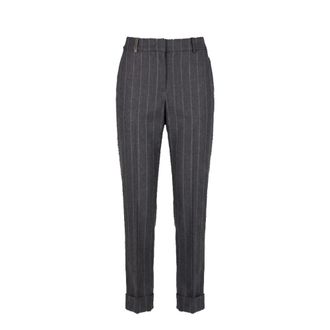 PESERICO Straight Broeken - Dames - Straight fit broeken - Grijs - XS - Leer - Broeken