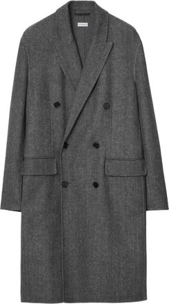 Burberry herringbone coat - men - Viscose/Viscose/Buffalo Horn/Wool - 48 - Grey