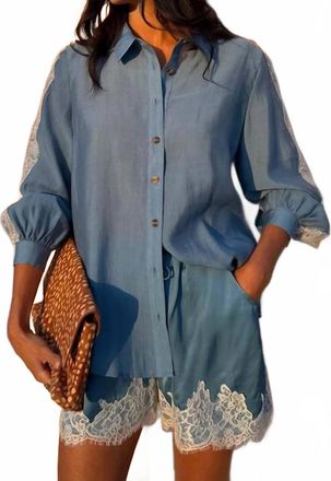 Never Fully Dressed Womens Lace Marley Shorts In Blue