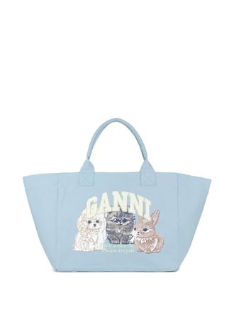 ★Ganni★ Small Gani Boo Tote Bag Icy Blue A6335297 Icy Blue Satin Mini GANNI Bou Bag | GANNI NO