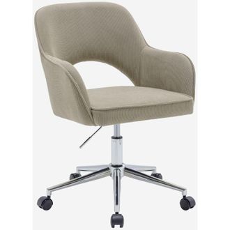 Sweeek Silla de oficina con ruedas de pana fina y base cromada