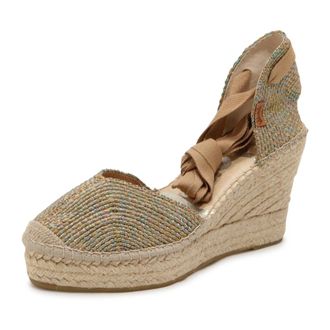 Vidorreta Wedges, female, Beige, 4 UK, Sandalia Cintas Tejido 27900