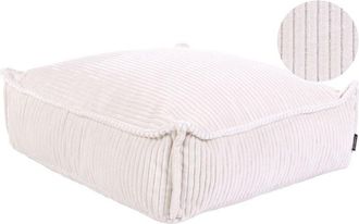 Beliani Coj&iacute;n De Suelo De Algod&oacute;n Estructura De Terciopelo Pana Acanalada Cuadrado Beige Claro Allozai