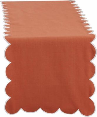 Saro Lifestyle Scallop Table Runner In Rust