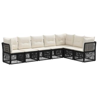 vidaXL Conjunto De Sof&aacute;s De Jard&iacute;n 7 Pcs Negro Rat&aacute;n Sint&eacute;tico Vidaxl