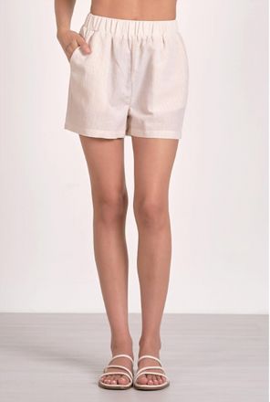Elan Seersucker Pull On Shorts In Tan