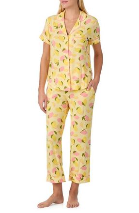 Kate Spade New York short sleeve crop pajamas in Yellow Print at Nordstrom, Size X-Large
