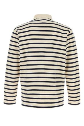 Junya Watanabe Mens Embroidered Cotton Oversize Polo Shirt Ntrlnavy Exterior: T-Shirt