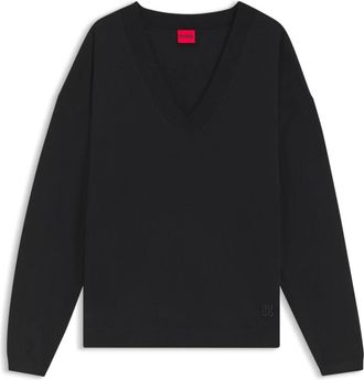 HUGO BOSS Sessarina V-neck Sweater - Heren - V-hals truien - Zwart - L - Wol - Truien & Vesten