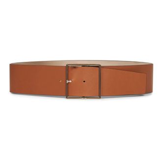 Max Mara Brede leren riem - Dames - Riemen - Bruin - S - Leer - Accessoires