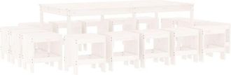 vidaXL Juego De Comedor De Jard&iacute;n 17 Piezas Madera Maciza Pino Blanco Vidaxl