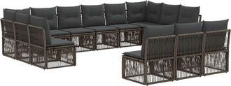 vidaXL Conjunto De Sof&aacute;s De Jard&iacute;n 13 Uds. Gris Rat&aacute;n Sint&eacute;tico Vidaxl