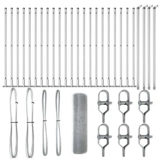 Berkfield Home Welded Wire Fence with 13 Flanged Posts 0.6x50 m Galvanised Steel in Silver