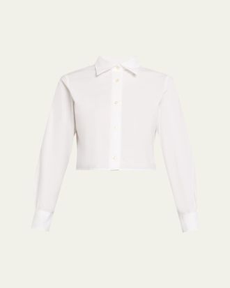 Officine G&eacute;n&eacute;rale Cataleya Cropped Cotton Poplin Shirt