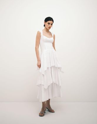 Asos Vestito lungo a balze bianco