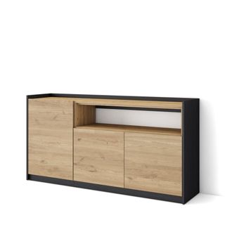 Skraut Home Aparador efecto madera roble y negro 157x37x80cm