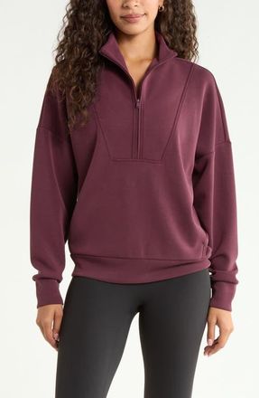 Zella Soft Luxe Half Zip Pullover in Burgundy Stem at Nordstrom, Size Xx-Large