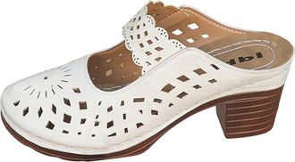 Generic Women Closed Round Toe Floral Cut Out Backless Platform Mules Chunky Super High Heel Slip on Stylish Dress Club Slide Sandals Retro Slip On Comfort Mu