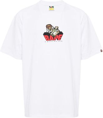 A Bathing Ape logo-print cotton T-shirt - men - Cotton - M - White