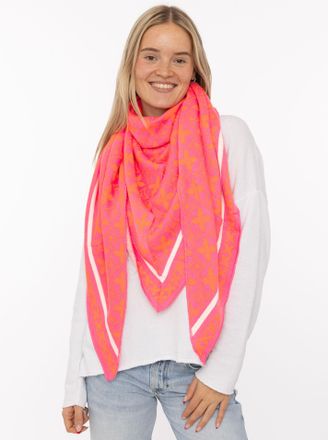 Zwillingsherz Dreieckstuch ZWILLINGSHERZ Luxus Grafik, Damen, pink orange, Strick, Materialmix, gemustert, mehrfarbig, Modet&uuml;cher Dreieckstuch, Strick, farbenfrohes