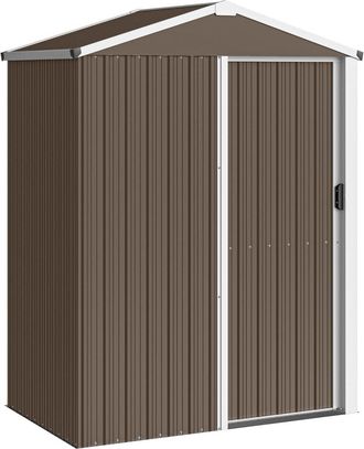 OUTSUNNY Caseta de jard&iacute;n 136x87x176 cm marr&oacute;n