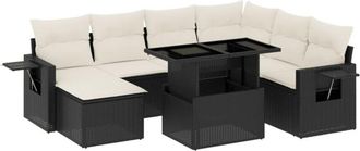 vidaXL Set De Sof&aacute;s De Jard&iacute;n 8 Piezas Y Cojines Rat&aacute;n Sint&eacute;tico Negro Vidaxl