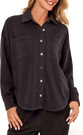 Threads 4 Thought Blaire Mineral Wash Fleece Shirt Jacket in Black at Nordstrom, Size Xx-Large