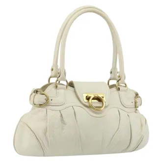 Ferragamo Gancini Leather White Leather Handbag (Pre-Owned)
