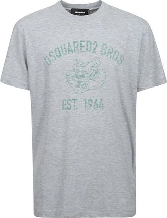 Dsquared2 Vintage Stijl Bedrukt T-shirt - Heren - T-shirts - Grijs - M - Katoen - Tops