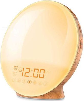 OEM Luz De Alarma Con Simulaci&oacute;n De Amanecer Y Atardecer, 2 Alarmas, 20 Niveles De Brillo, 7 Luces De Color, 7 Sonidos Naturales, Funci&oacute;n De Siesta, Radio
