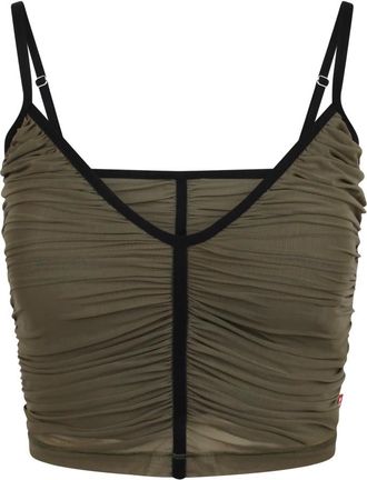 Diesel Sleeveless Tops, female, Green, Size: M Gathered Top with Thin Straps