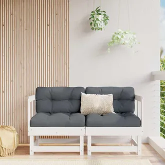 vidaXL Vidaxl - Sof&aacute;s Esquineros Con Cojines 2 Uds Madera Maciza De Pino Blanco