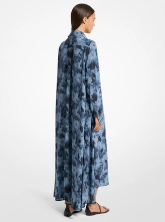 Michael Kors Floral Chin&eacute; Silk Crepe De Chine Draped Caftan