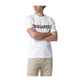 Dsquared2 T-Shirts, male, White, Size: XL Vintage Fade Cool Football Fit T-Shirt