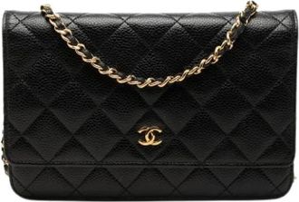 Chanel Pre-owned Wallet on Chain - Dames - Vintage Schoudertas - Zwart - ONE Size - Leer - Vintage