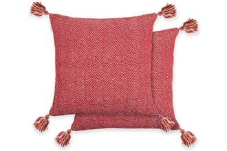 TJ Hughes Herringbone - Recycled Cotton Cushion Cover in Red - TJ Hughes
