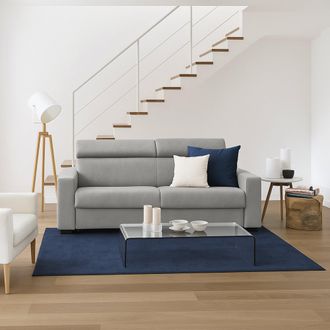 Dmora Talamo Italia - Sof&aacute; Fijo Julia, Sof&aacute; De 3 Plazas, 100% Made In Italy, Sof&aacute; Sala De Estar, En Tela Acolchada, Con Reposacabezas Ajustable Y Reposabraz