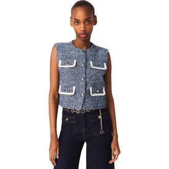 Maje Tweed jacket in Blue at Nordstrom, Size 34 Eu