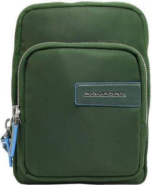 Piquadro Mens Crossbody Bag Green Recycled Nylon Crossbody-bags