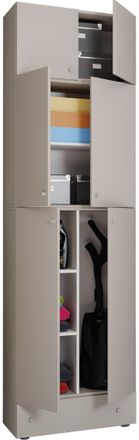 ebuy24 Vcm Gabinete De Escoba De Madera 6 Compartimentos Dimensiones: Al. 240 X An. 70 X T. 39 Cm Gabinete Para El Hogar Armario Multiusos Adjunto Con 2 Puer