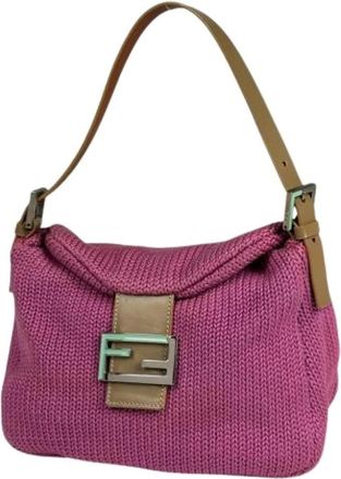 Fendi Pre-owned Shoulder Bags, female, Pink, Size: ONE SIZE Pre-owned Leather Shoulder Bag