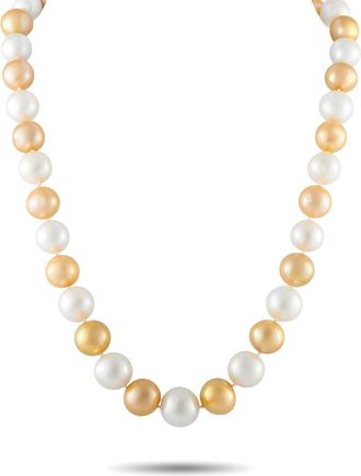Luxury Bazaar Golden and White Pearl Necklace MF18-080726