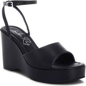London Rag Sangria Platform Wedge Sandal in Black at Nordstrom Rack, Size 7.5
