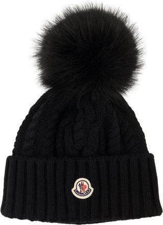 Moncler Accessoires, Dames, Zwart, ONE Size, Kasjmier, Kasjmier Pom Pom Muts
