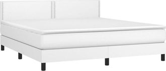 vidaXL Vidaxl - Cama Box Spring Con Colch&oacute;n Cuero Sint&eacute;tico Blanco 180x200 Cm